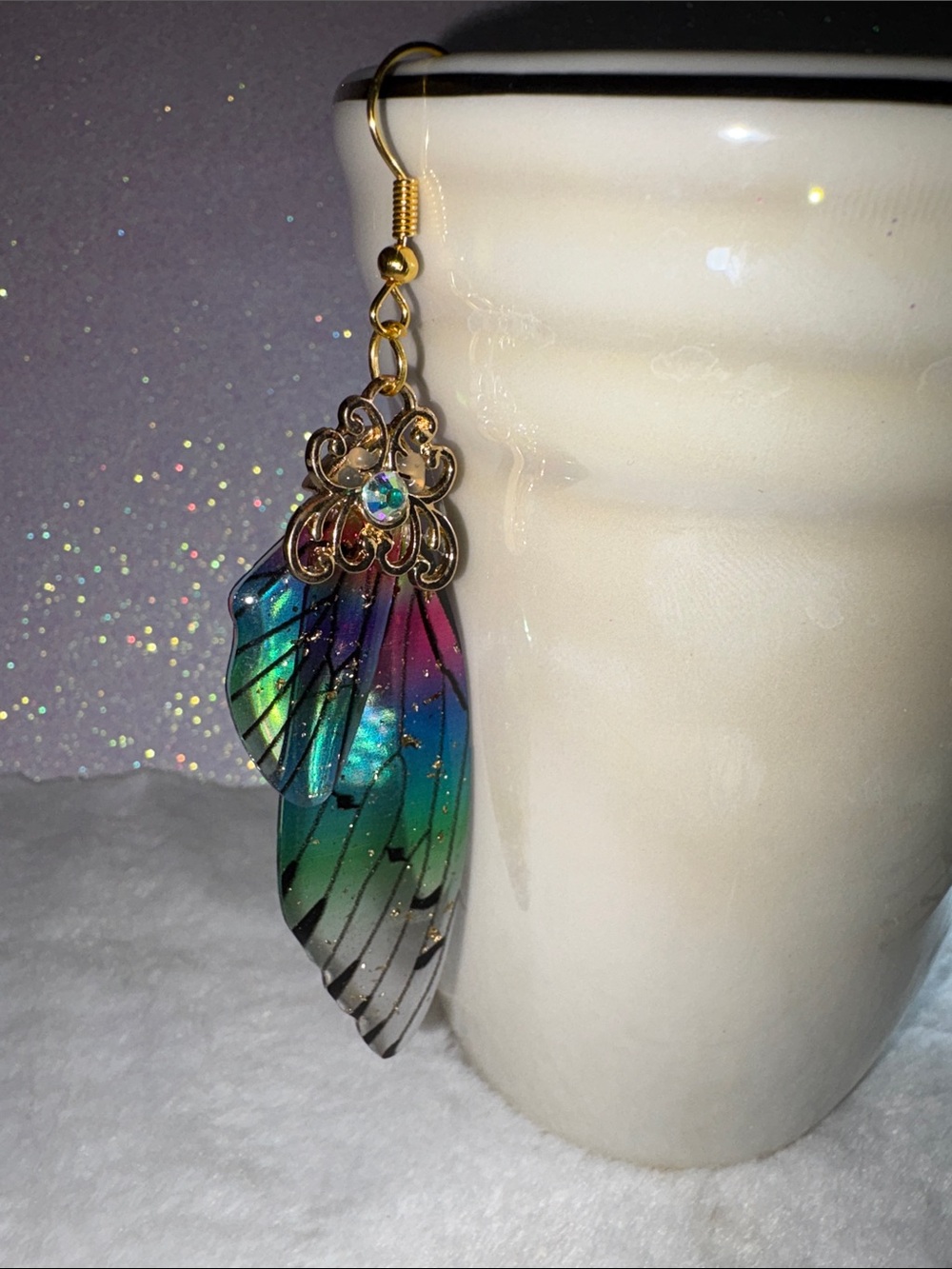 Large Butterfly Wing Drop Earrings white Green Blue Purple  Pink Red MAGIC!!